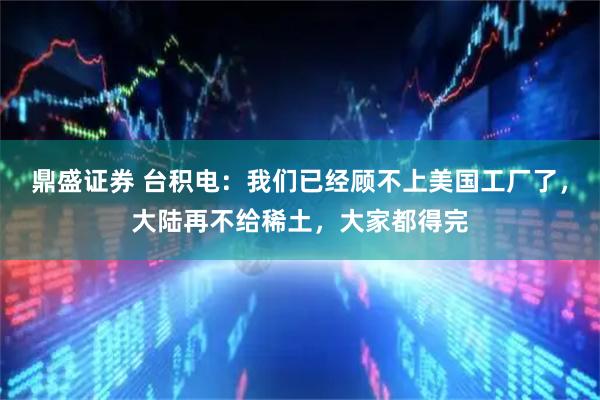 鼎盛证券 台积电：我们已经顾不上美国工厂了，大陆再不给稀土，大家都得完